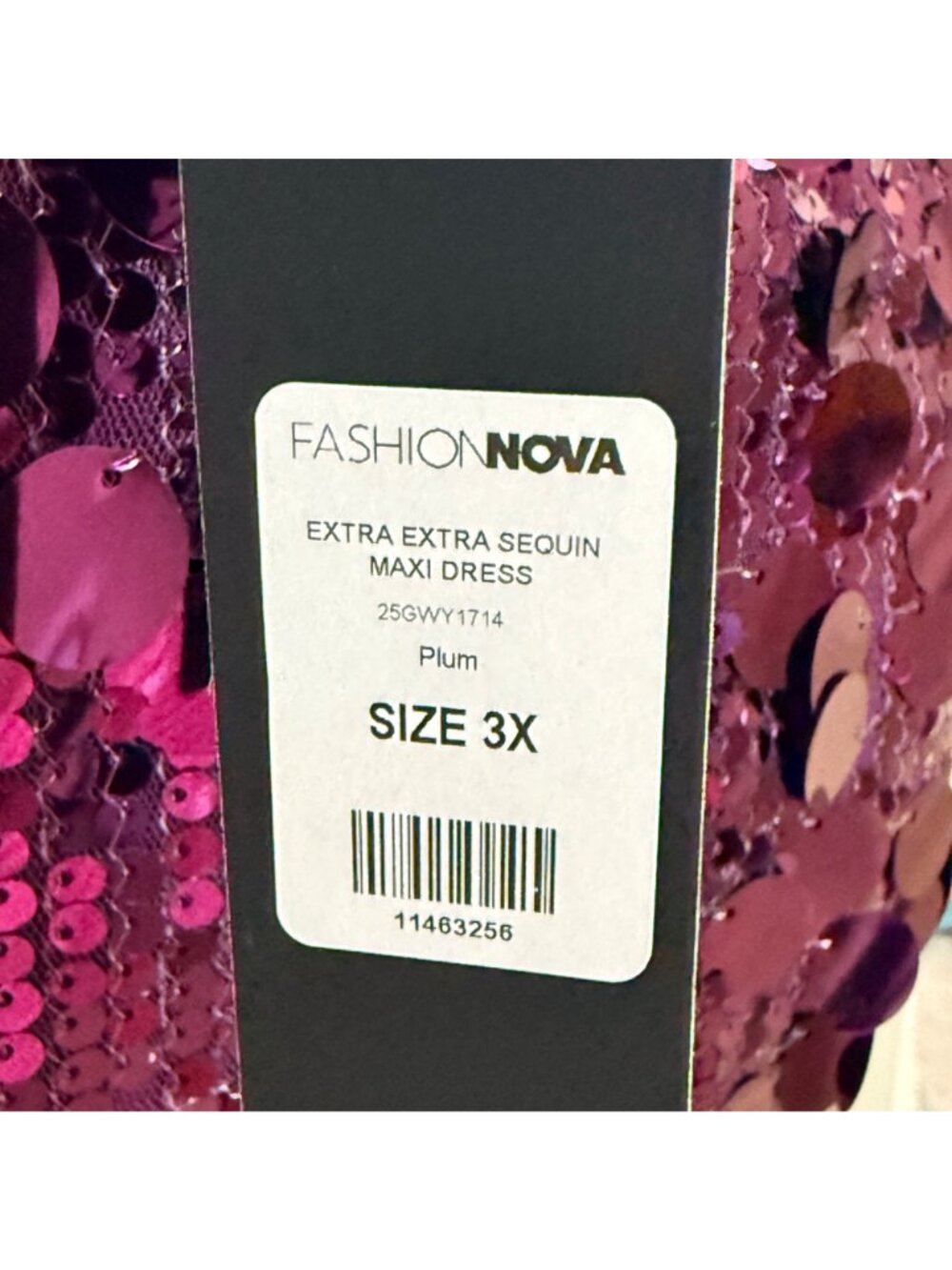 Fashion Nova Womens Maxi Dress Plum 3X Polyester Sequin Fully Lined Formal - Picture 5 of 15